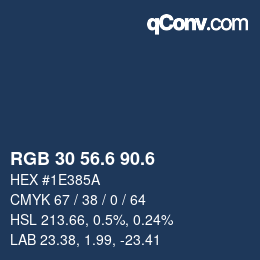 カラーコード: RGB 30 56.6 90.6 | qconv.com