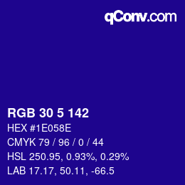 Color code: RGB 30 5 142 | qconv.com