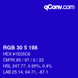 Color code: RGB 30 5 198 | qconv.com