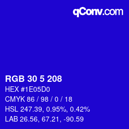 Color code: RGB 30 5 208 | qconv.com