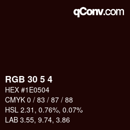 Color code: RGB 30 5 4 | qconv.com