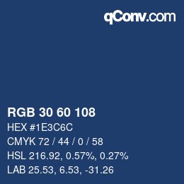 颜色代码: RGB 30 60 108 | qconv.com