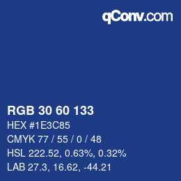 カラーコード: RGB 30 60 133 | qconv.com