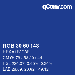 Color code: RGB 30 60 143 | qconv.com