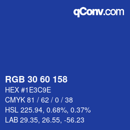 カラーコード: RGB 30 60 158 | qconv.com