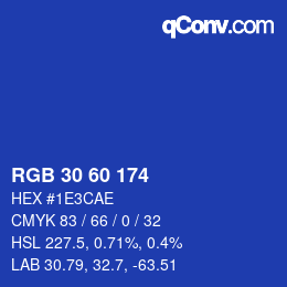 颜色代码: RGB 30 60 174 | qconv.com