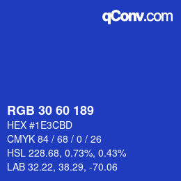カラーコード: RGB 30 60 189 | qconv.com