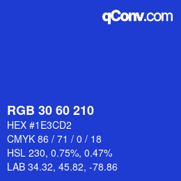 颜色代码: RGB 30 60 210 | qconv.com