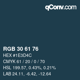 Color code: RGB 30 61 76 | qconv.com