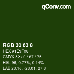 カラーコード: RGB 30 63 8 | qconv.com