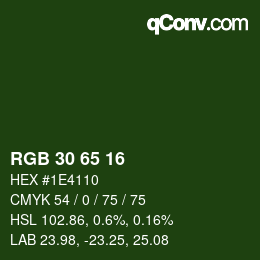 カラーコード: RGB 30 65 16 | qconv.com