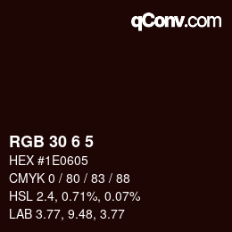 Color code: RGB 30 6 5 | qconv.com