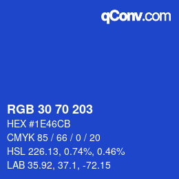 カラーコード: RGB 30 70 203 | qconv.com