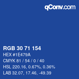 Farbcode: RGB 30 71 154 | qconv.com