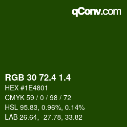 カラーコード: RGB 30 72.4 1.4 | qconv.com