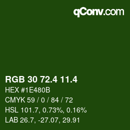 カラーコード: RGB 30 72.4 11.4 | qconv.com