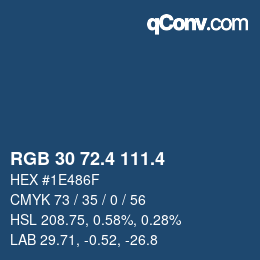 カラーコード: RGB 30 72.4 111.4 | qconv.com
