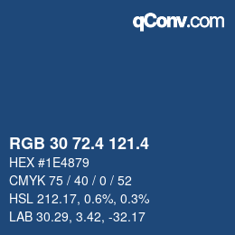 カラーコード: RGB 30 72.4 121.4 | qconv.com