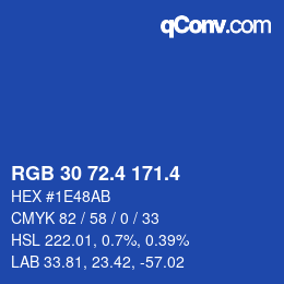 カラーコード: RGB 30 72.4 171.4 | qconv.com