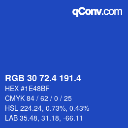 カラーコード: RGB 30 72.4 191.4 | qconv.com