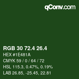 カラーコード: RGB 30 72.4 26.4 | qconv.com