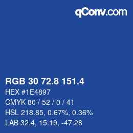 カラーコード: RGB 30 72.8 151.4 | qconv.com