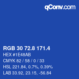 カラーコード: RGB 30 72.8 171.4 | qconv.com