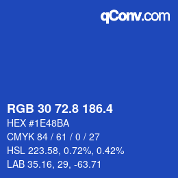 カラーコード: RGB 30 72.8 186.4 | qconv.com