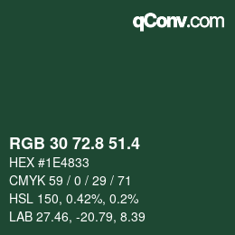 カラーコード: RGB 30 72.8 51.4 | qconv.com