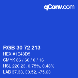 カラーコード: RGB 30 72 213 | qconv.com
