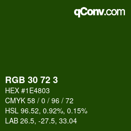 Color code: RGB 30 72 3 | qconv.com