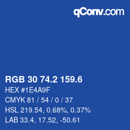 カラーコード: RGB 30 74.2 159.6 | qconv.com