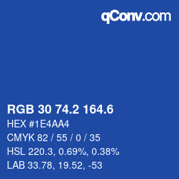 カラーコード: RGB 30 74.2 164.6 | qconv.com