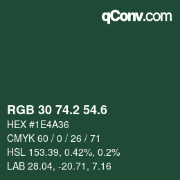 カラーコード: RGB 30 74.2 54.6 | qconv.com