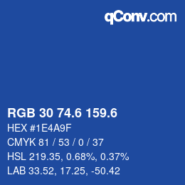 カラーコード: RGB 30 74.6 159.6 | qconv.com