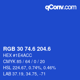 カラーコード: RGB 30 74.6 204.6 | qconv.com