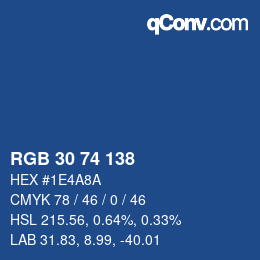 Color code: RGB 30 74 138 | qconv.com
