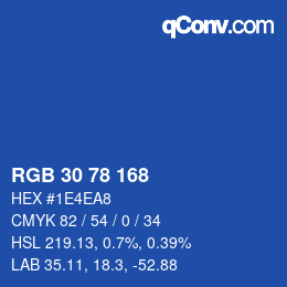 Color code: RGB 30 78 168 | qconv.com