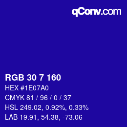 カラーコード: RGB 30 7 160 | qconv.com