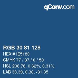 Color code: RGB 30 81 128 | qconv.com