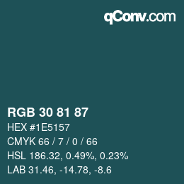 カラーコード: RGB 30 81 87 | qconv.com