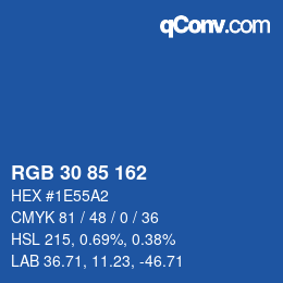 Color code: RGB 30 85 162 | qconv.com