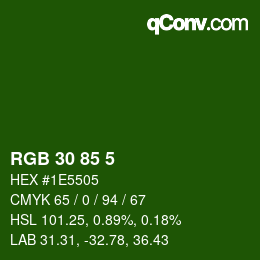 Color code: RGB 30 85 5 | qconv.com
