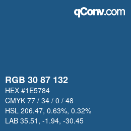 Color code: RGB 30 87 132 | qconv.com