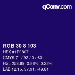 Farbcode: RGB 30 8 103 | qconv.com