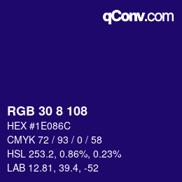 Color code: RGB 30 8 108 | qconv.com