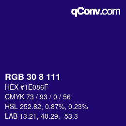 Farbcode: RGB 30 8 111 | qconv.com