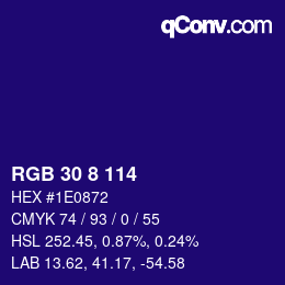 カラーコード: RGB 30 8 114 | qconv.com