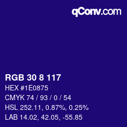 Color code: RGB 30 8 117 | qconv.com