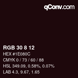 Código de color: RGB 30 8 12 | qconv.com